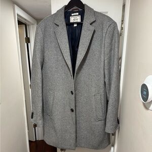 Jos. A Bank Herringbone Gray Topcoat 44L Long (Tall)